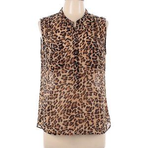 Sheer Cheetah Sleeveless Blouse